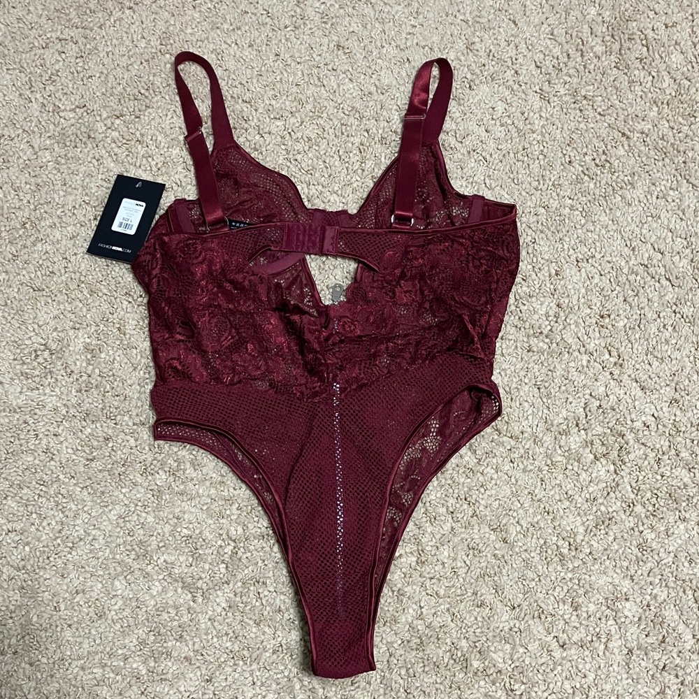Fashion Nova NWT See You in the Bedroom lace zipper teddy, large - Picture 2 of 5
